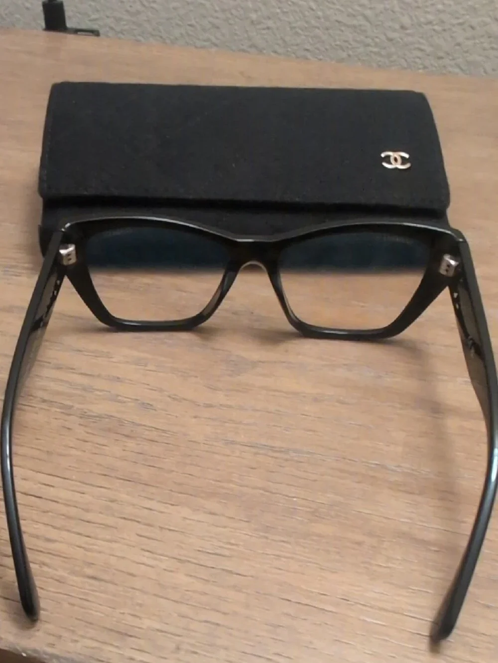 CHANEL Black Cat-Eye Glasses with Blue Light Optical Lenses